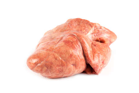 Raw beef lungs isolated on white backgroundの写真素材