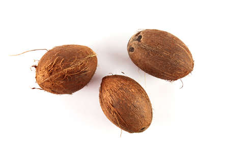 Ripe coconut isolated on white background. Food ingredients