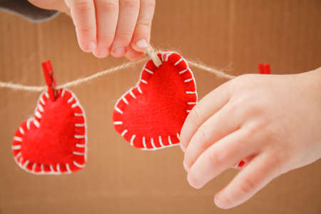 Red heart close up. Happy valentine's day backgroundの写真素材