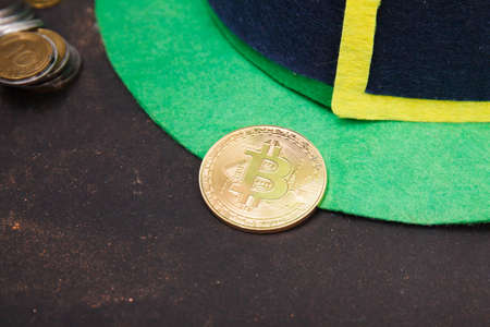 Bitcoin monet close up. crypto-currencies. Business concept