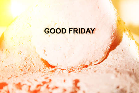 The stone is rolled away from the grave on Easter morning. Jesus risenの写真素材