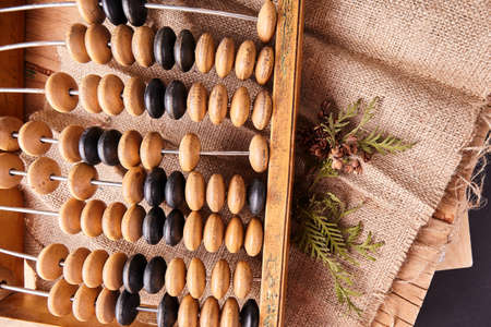 Old retro abacus close up. Business concept.