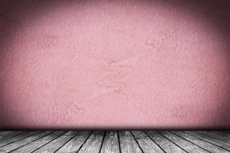 Old grunge wall with wood flour. Empty room. Stage backgroundの写真素材