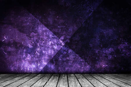 Old grunge wall with wood flour. Empty room. Stage backgroundの写真素材