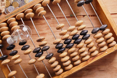 Old retro abacus on background. Business concept