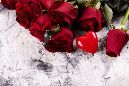 Red roses on background. Greeting card. Calendarの写真素材