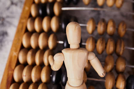 Old retro abacus on background. Business conceptの写真素材