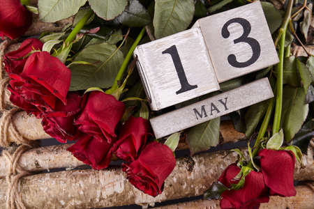Red roses on background. Greeting card. Calendarの写真素材