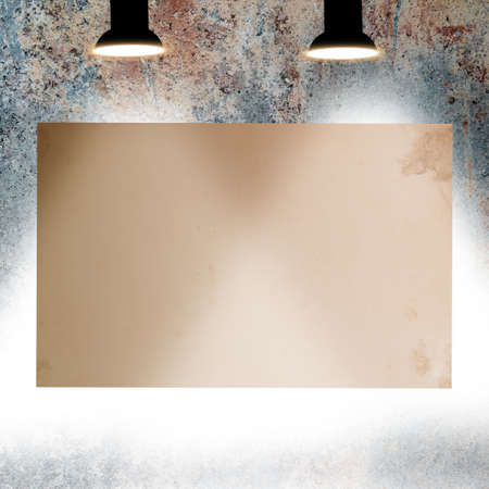 White poster on grunge wall. Empty room. Illustrationの写真素材