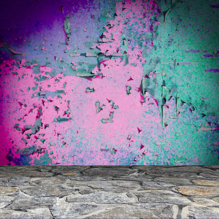 Empty room with grunge wall. Retro textureの写真素材