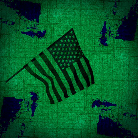 Old grunge american flag on wall. Retro background. Illustrationの写真素材