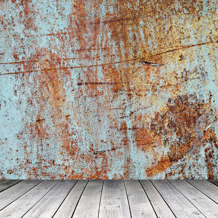 Old wall with wood flour. Empty roomの写真素材