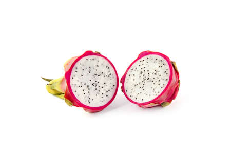 Ripe fresh pitahaya isolated on white background. Food fruitsの写真素材