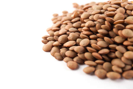 Dry lentis isolated on white background. Food ingredientsの写真素材