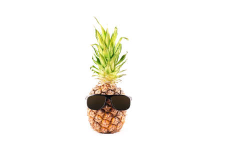 Ripe fresh pineapple in glasses. Travel concept