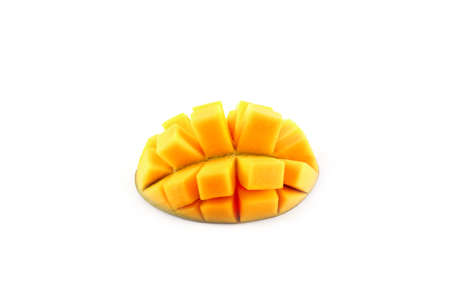 Ripe fresh mango isolated on white background. Food ingredients