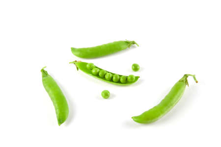 Fresh green pea isolated on white background. Food ingredientsの写真素材