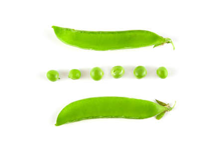 Fresh green pea isolated on white background. Food ingredientsの写真素材