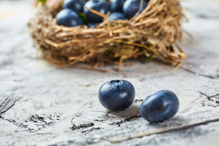 Fresh ripe blueberry close up. Food ingredients. Nature backgroundの写真素材