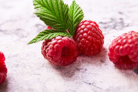 Ripe fresh raspberry close up. Food ingredients.