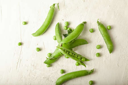 Fresh green peas close up. Food ingredients. Nature backgroundの写真素材
