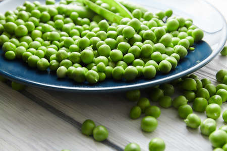 Fresh green peas close up. Food ingredients. Nature backgroundの写真素材