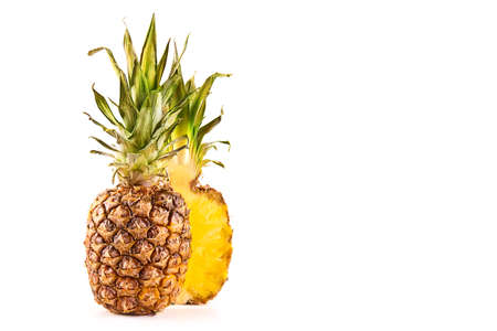 Fresh pineapple isolated on white background. Ripe fruits