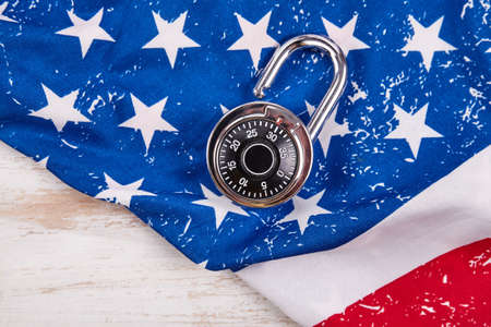 Code lock and american flag. Memorial dayの写真素材