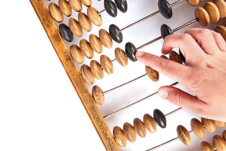 Old retro abacus isolated on white background. Business concept