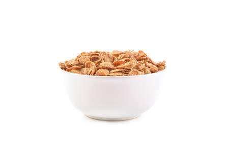 Multi grain flakes isolated on white background. Health food