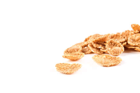 Multi grain flakes isolated on white background. Health food