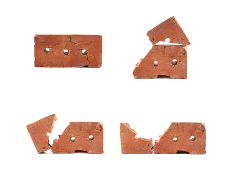Set of old brick isolated on white background