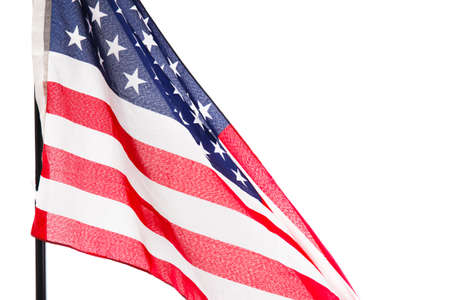 American flag isolated on white background. Object close up
