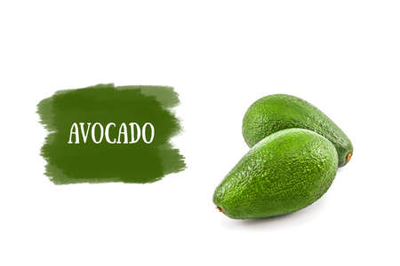 Fresh green avocado isolated on white background. Food ingredients. Vegan concept