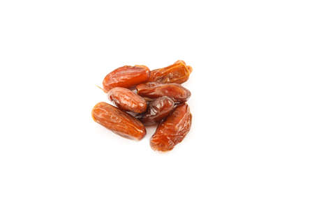 dry dates isolated on white background. Top view. Flat lay pattern