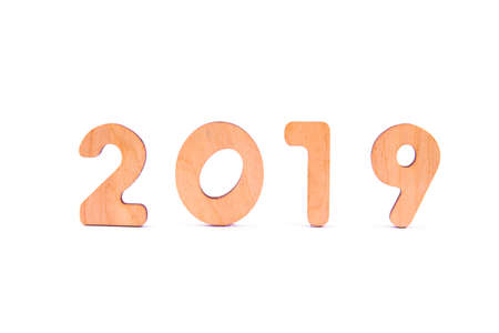 Happy New Year Banner with 2019 Numbers on Bright Background.の写真素材