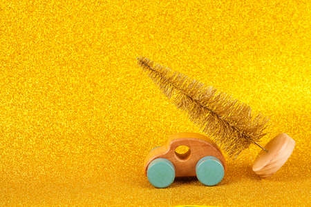 Christmas gold background with decorations with place for text- Imageの写真素材