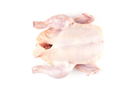 raw chicken carcass isolated on white background. Raw meatの写真素材