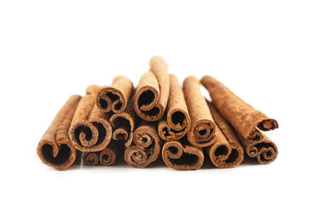 Cinnamon sticks isolated on white background. Food ingredients