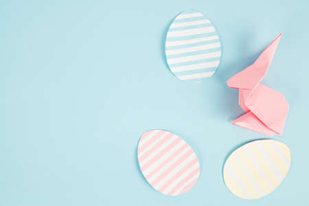 Happy Easter Background With paper Rabbit And Eggs