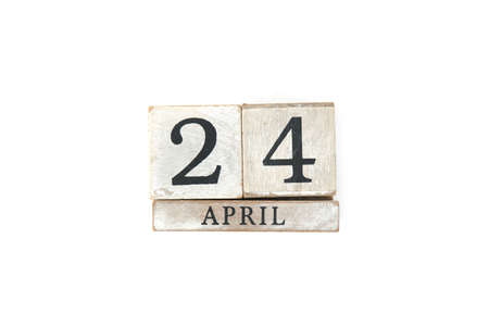 Calendar cube with date 24 april. Easter backgroundの写真素材