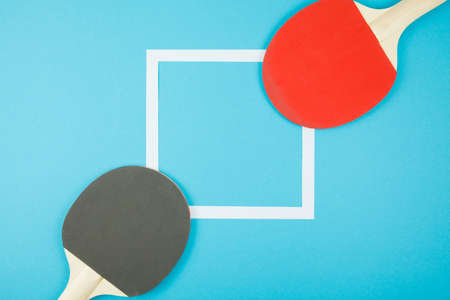 Pin-pong rubbers and a ball on close up. Sport conceptの写真素材