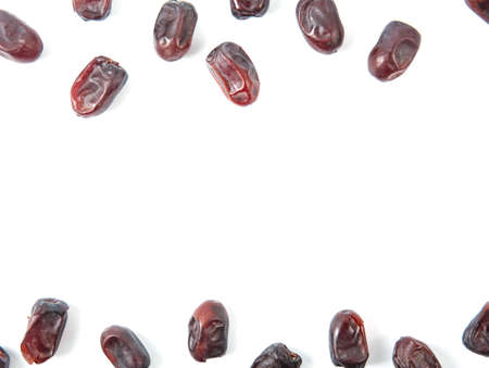 Pattern of Dates on white background. Creative food layoutの写真素材