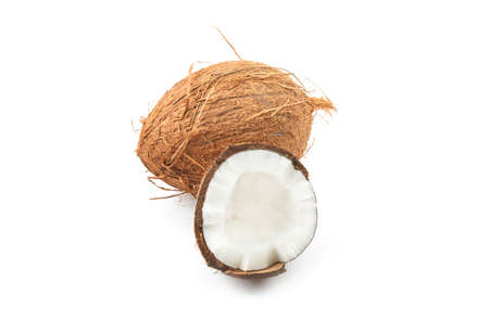 Fresh coconut on white background. Food ingredients. Health food