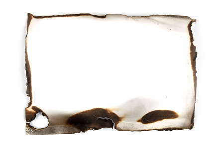 old burnt paper on white background. Retro texture