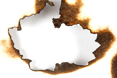 isolated scorched paper on a white background