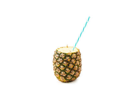 Ripe fresh pineapple isolated on white background. Tropic fruits. Food ingredients