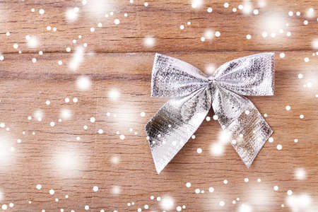 Christmas background with decoration on dark wooden boardの写真素材