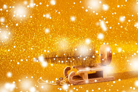 Christmas gold background with decorations with place for text- Image