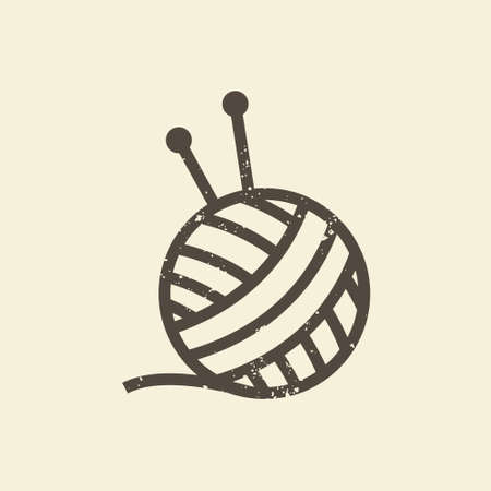 The symbol of knitting and needlework. A ball of yarn and knitting needlesのイラスト素材